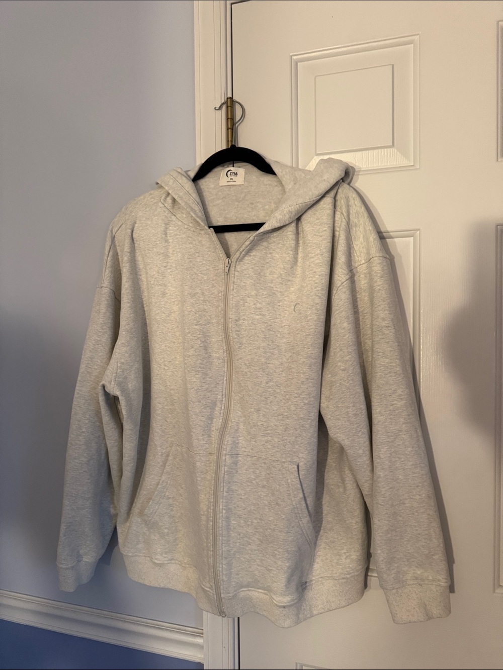 ZYIA Light Gray Full-Zip Hooded Retreat sweatshirt XXXL like new